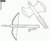 Crossbow Coloring Axe sketch template