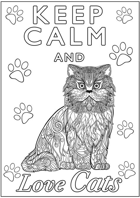 calm  love cats  calm adult coloring pages