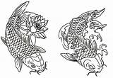 Coy Fish Lotus Twin Coloring Pages sketch template