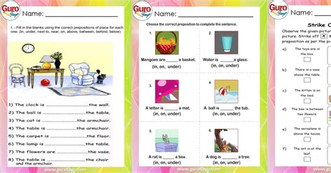 preposition worksheets   guro tayo