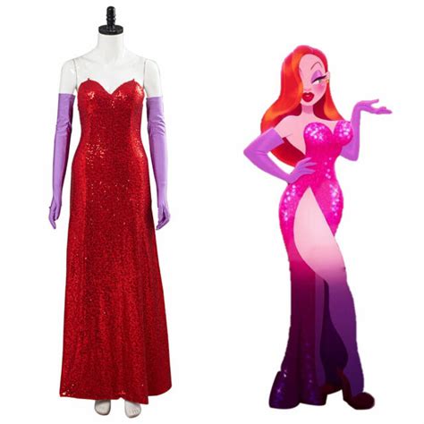 Who Framed Roger Rabbit Jessica Rabbit Cosplay Costume Women Red Dress