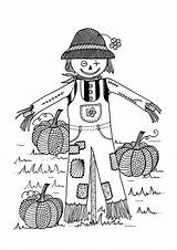 Coloring Scarecrow Pumpkin Pages Adult Printable Field Halloween Fall Kids Bestcoloringpagesforkids sketch template