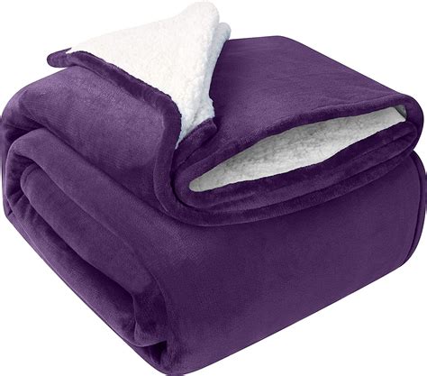 utopia bedding sherpa bed blanket twin size plum gsm plush blanket fleece reversible blanket