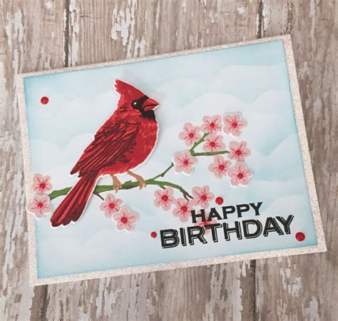 crafting  carol happy birthday cardinal