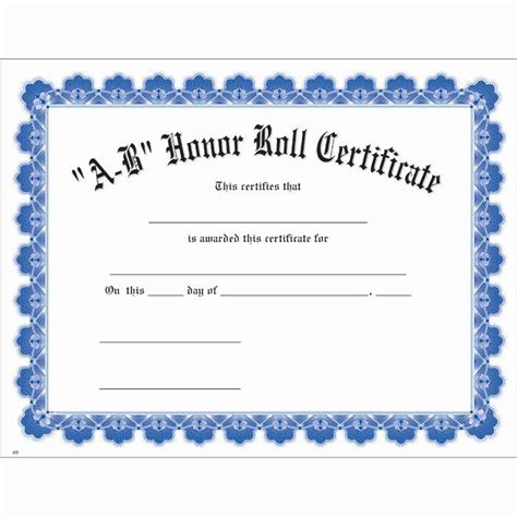 honor roll certificate templates  beautiful   honor roll blue