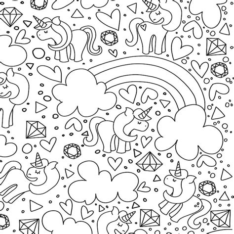 unicorns rainbows coloring page digital printable etsy  printable
