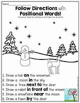 Directions Activities Positional Words Activity Language Speech Winter Following Follow Preschool Kindergarten Listening Kids Worksheet Worksheets Drawing Fun Prep Therapy sketch template