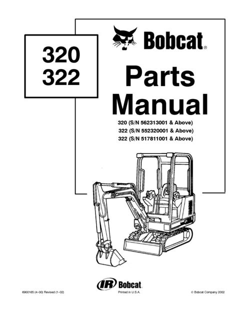 bobcat  excavator parts catalogue manual sn