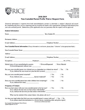 fillable   custodial parent profile waiver request form fax