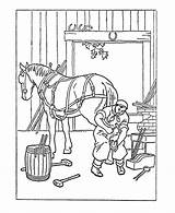 Coloring Pages Colonial Blacksmith Early American Life Kids Printables History Horse Jobs America Trades Books Farm Sheets Pioneer Usa Colouring sketch template