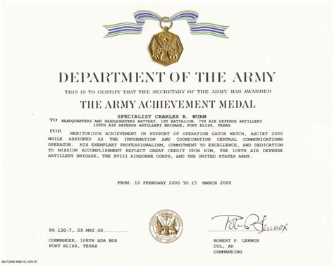 army good conduct medal certificate template certificate