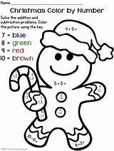 Christmas Number Color Addition Subtraction Within Math Gingerbread Coloring Worksheets Kindergarten Printables Activities Grade Teacherspayteachers Para Basic Sobre Ed Xmas sketch template