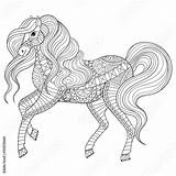 Coloring Horse Zentangle Drawn Therapy Hand Adult Comp Contents Similar Search Vector sketch template