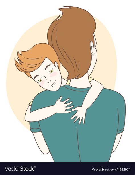 father and son hugging hand drawn style royalty free vector