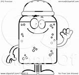 Salt Shaker Cartoon Coloring Mascot Waving Clipart Outlined Vector Cory Thoman Royalty sketch template