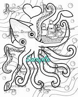 Kraken Doodle sketch template
