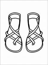 Sandaal Kleurplaten Kleding Schoenen Sandals Gratis Sandalen Kamp Kledingstukken Dibujo Laarzen Bord sketch template