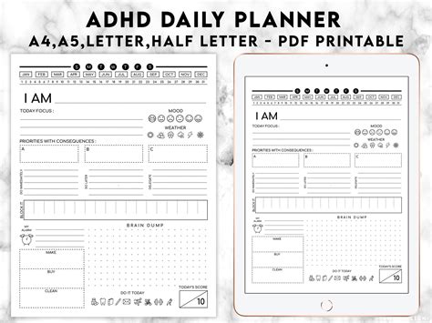 adhd planner template