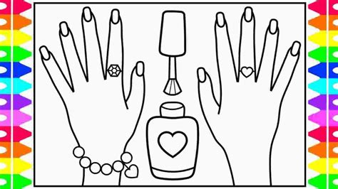 nail art coloring pages   draw nail polish  kids nail polish