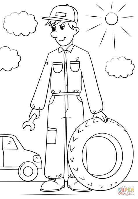 car mechanic coloring page  printable coloring pages