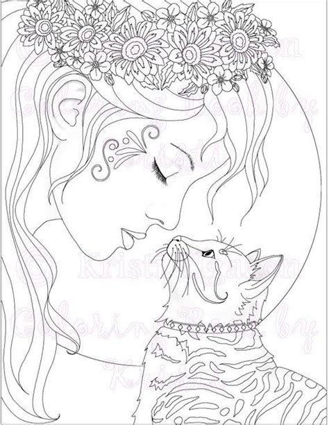 pin  phyllis kelley  colouring pages cat coloring book fairy