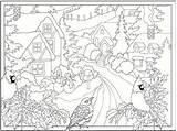 Scenes Winter Coloring Printable Pages January Template Choose Board sketch template