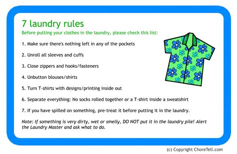 laundry rules sign  printable downloads  choretell