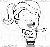 Girl Laughing Pointing Little Cartoon Coloring Clipart Toddler Vector Someones Expense Cory Thoman Outlined Clipartof sketch template