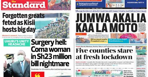 kenyan newspaper review  october   counties stare  lockdown