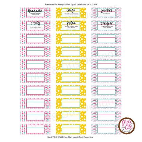 Printable 3 4 Stickers And Labels Essential Oil 3 Ml