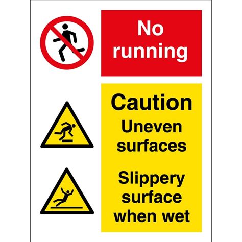running uneven surfaces slippery  wet signs  key signs uk