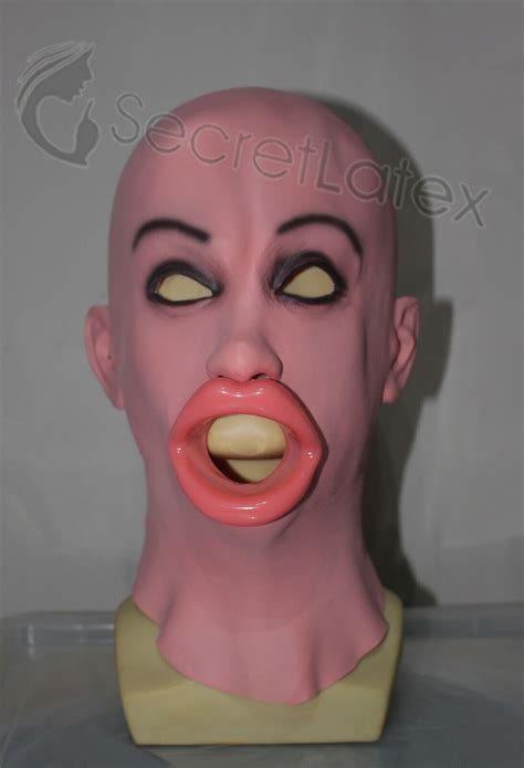 Latex Female Mask Cross Dress Transgender Rubber Doll Lips Mouth Toy