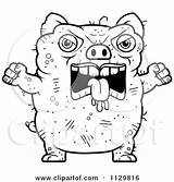 Pig Ugly Clipart Outlined Angry Cartoon Coloring Cory Thoman Vector Mean Royalty sketch template