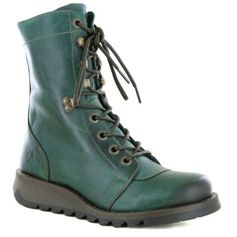 fly london site  womens leather boots petrol green