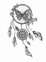 Dreamcatcher Drawing Tattoo Catcher Tattoos Dream Coloring Pages Drawings Mandala Butterfly Dreamcatchers Designs Adults Catchers Owl Nipple Flowers Beautiful Adult sketch template