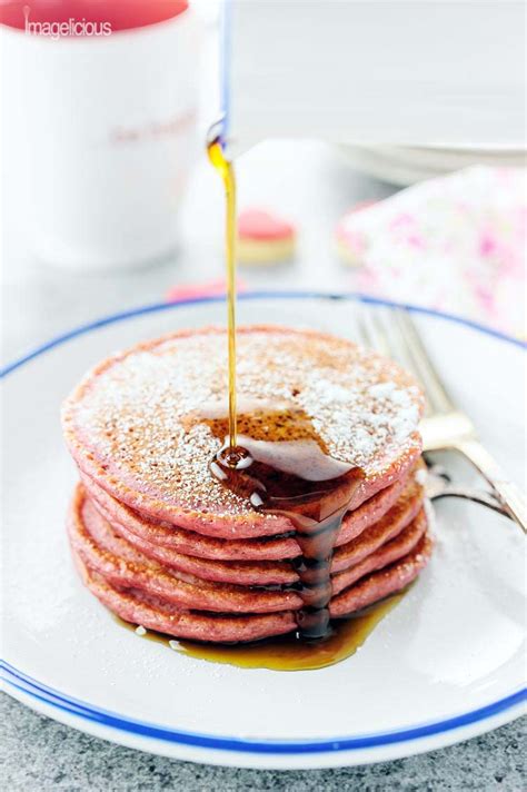 pink easy and elegant cinnamon beet pancakes