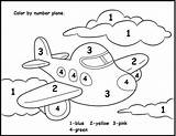 Color Number Worksheets Coloring Worksheet Kids Plane Math Preschool Transportation Pages Airplane Numbers Printable Kindergarten Air Transport Letter Rocks Easy sketch template