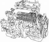 Drawing Car Engine Engines Cars Automotive Technical Engineering Coloring Auto Generic Illustration Drawings Pages Cylinder Cutaway Line Portfolio Sketch Draw sketch template