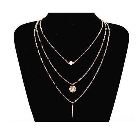 tureclos women multilayer necklace simple design multi layers alloy choker neck chain girl neck
