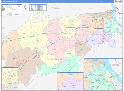 cumberland county pa wall map color cast style  marketmaps mapsales