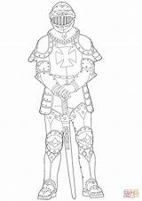 Knight Coloring Medieval Drawing Template sketch template