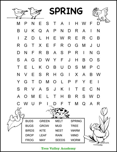 spring word search st grade tree valley academy