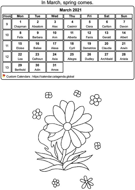 monthly coloring calendar