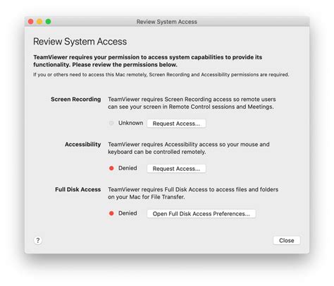 access permission  mac  teamviewer brongus