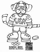 Coloring Pages Olympic Olympics Hockey Printable Winter Mascots Nhl Color Ice Sheets Bear Dog Colors Mascot Getcolorings Getdrawings Brazil Library sketch template