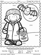 Halloween Coloring Color Math Worksheets Addition Number Pages Puzzles Numbers Code Activities Printables Kids Fall Maths Template Easy Wrapped Choose sketch template