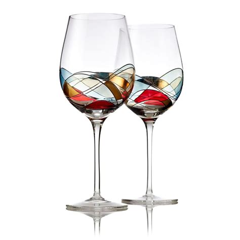 Red Wine Glasses Set Of 2 Unique Hand Painted Wine Glasses Drinkware