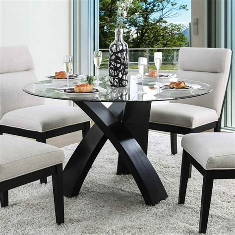 furniture  america evans contemporary  glass dining table