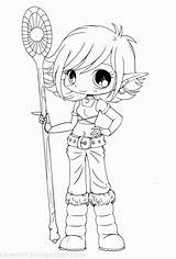 Coloring Elf Chibi Pages Anime Cute Girls sketch template