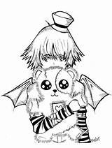 Emo Coloring Pages Anime Bear Teddy Girl Cute Drawing Drawings Boy Manga Colouring Creepy Print Kid Disney Color Bears Printable sketch template